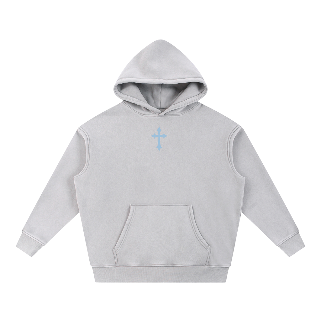 MINIMALIST CROSS SNOW WASH FLEECE OVERSIZE HOODIE