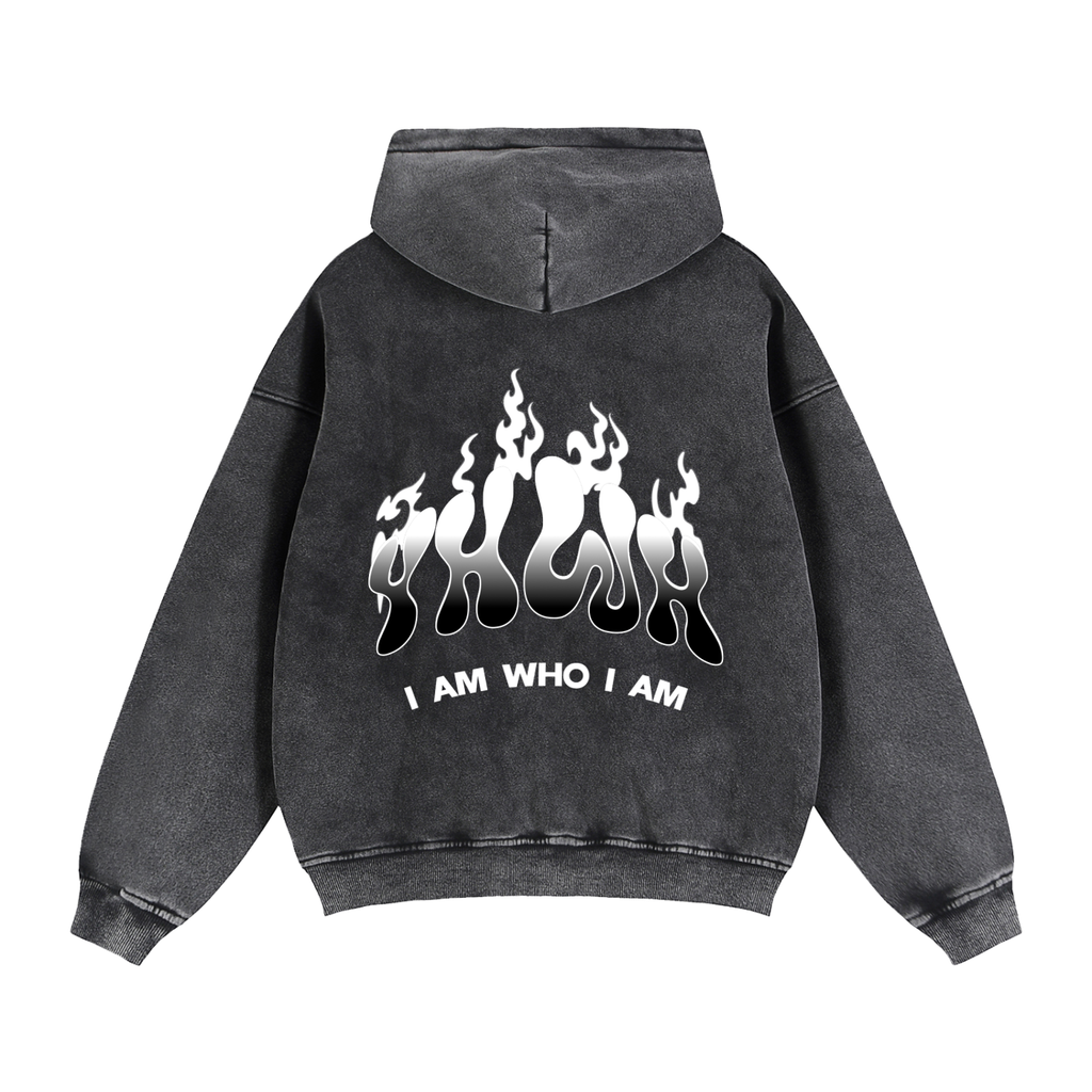 YHWH SNOW WASH ZIP FLEECE HOODIE