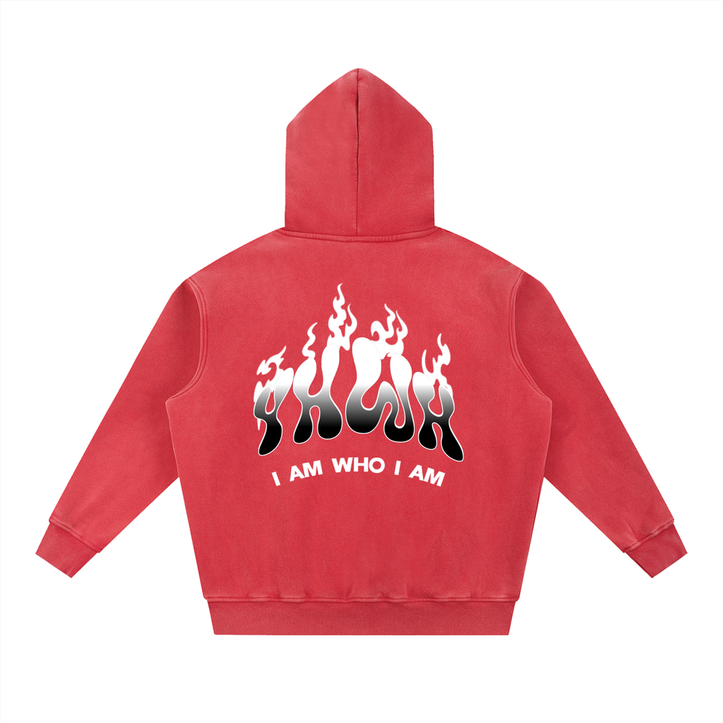 YHWH SNOW WASH FLEECE OVERSIZE HOODIE
