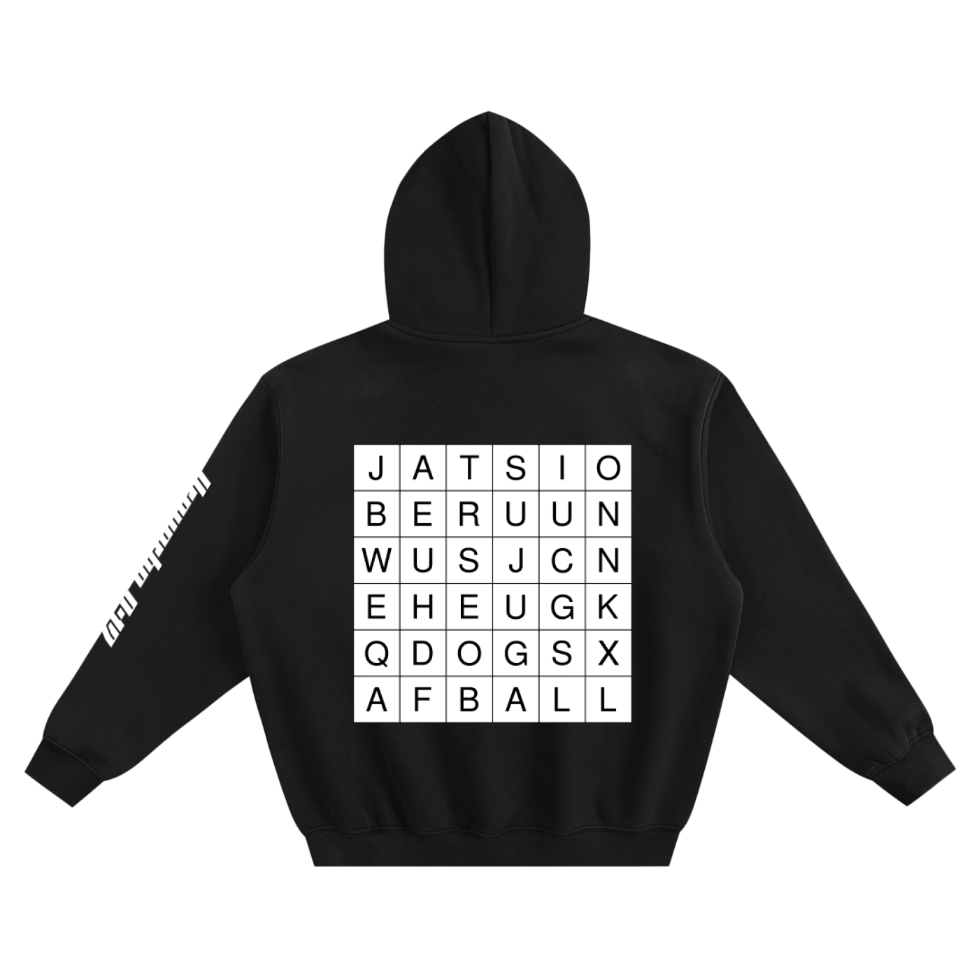WORD SEARCH BOXY HOODIE