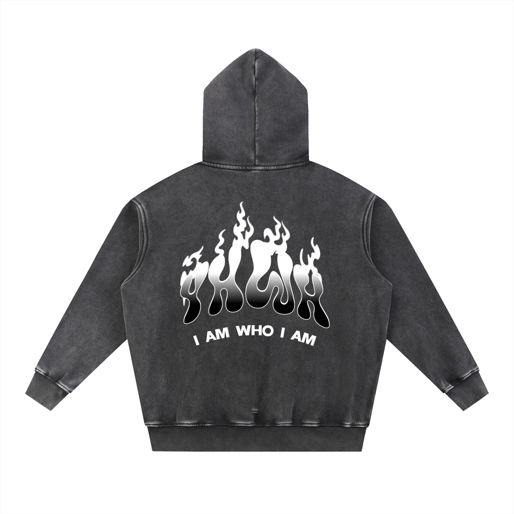 YHWH SNOW WASH FLEECE OVERSIZE HOODIE