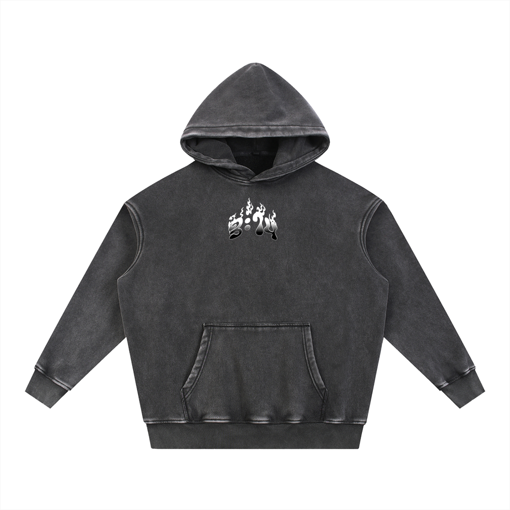 YHWH SNOW WASH FLEECE OVERSIZE HOODIE