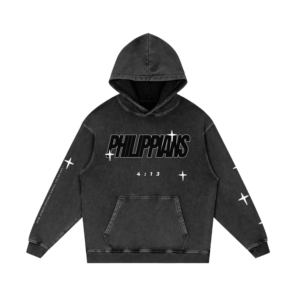 BIBLE VERSE SNOW WASHED LOOSE COTTON HOODIE